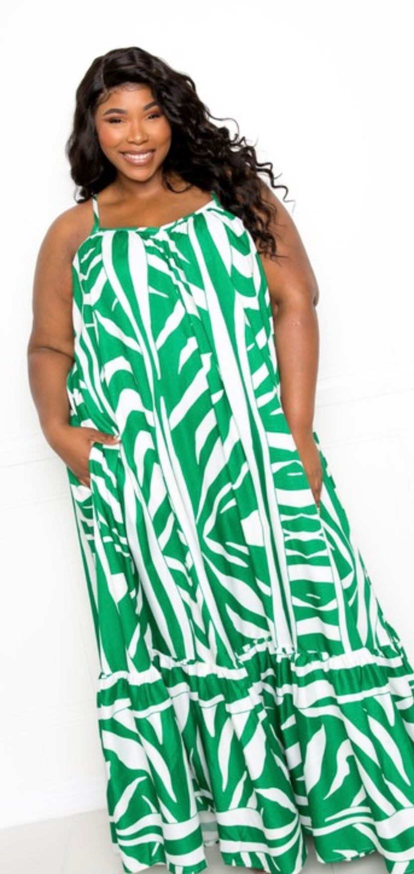 Green and White Maxi Dress Green and White Maxi Dress